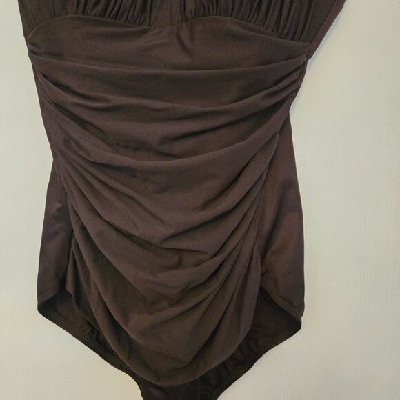 Miraclesuit Rialto one-piece swimwear chocolate brown swim Size 16 - Picture 3 of 6